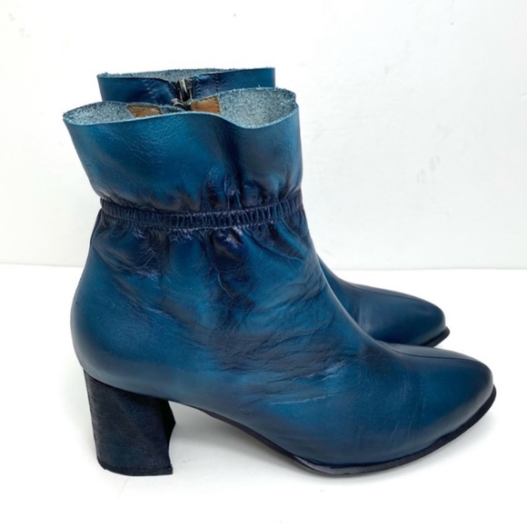L’Artiste Modeste Leather Ankle Block Heel Boot in Blue Size 9.5/ 41 - Picture 5 of 13